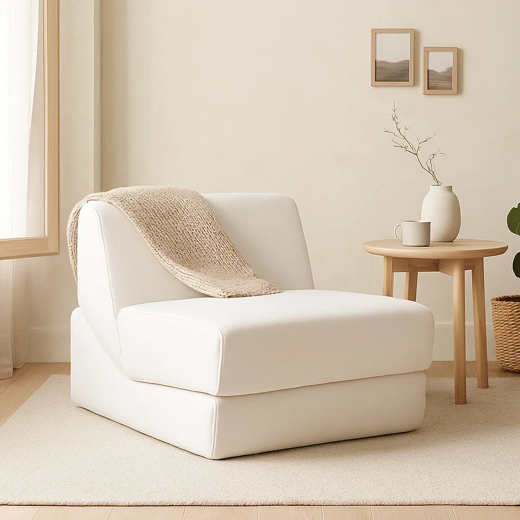FoldLoom Single Floor Sofa – Cream White