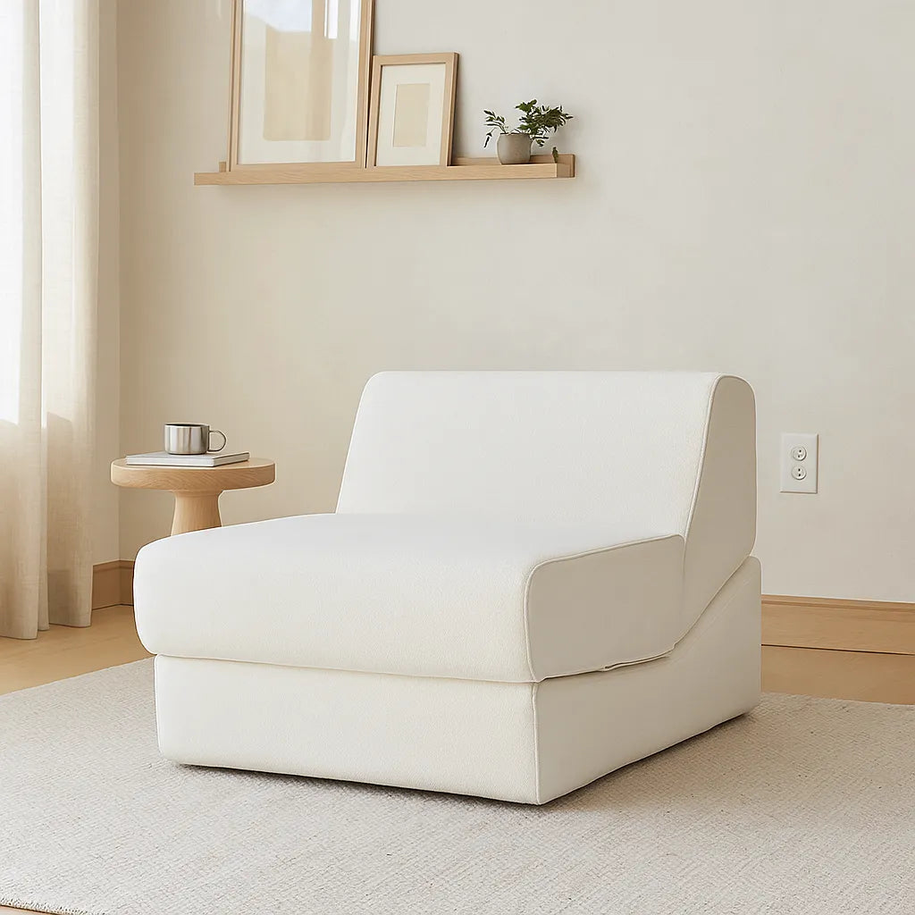 FoldLoom Single Floor Sofa – Cream White