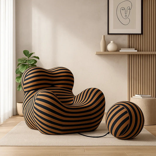 MamaLoom Single Floor Sofa – Mocha Stripes