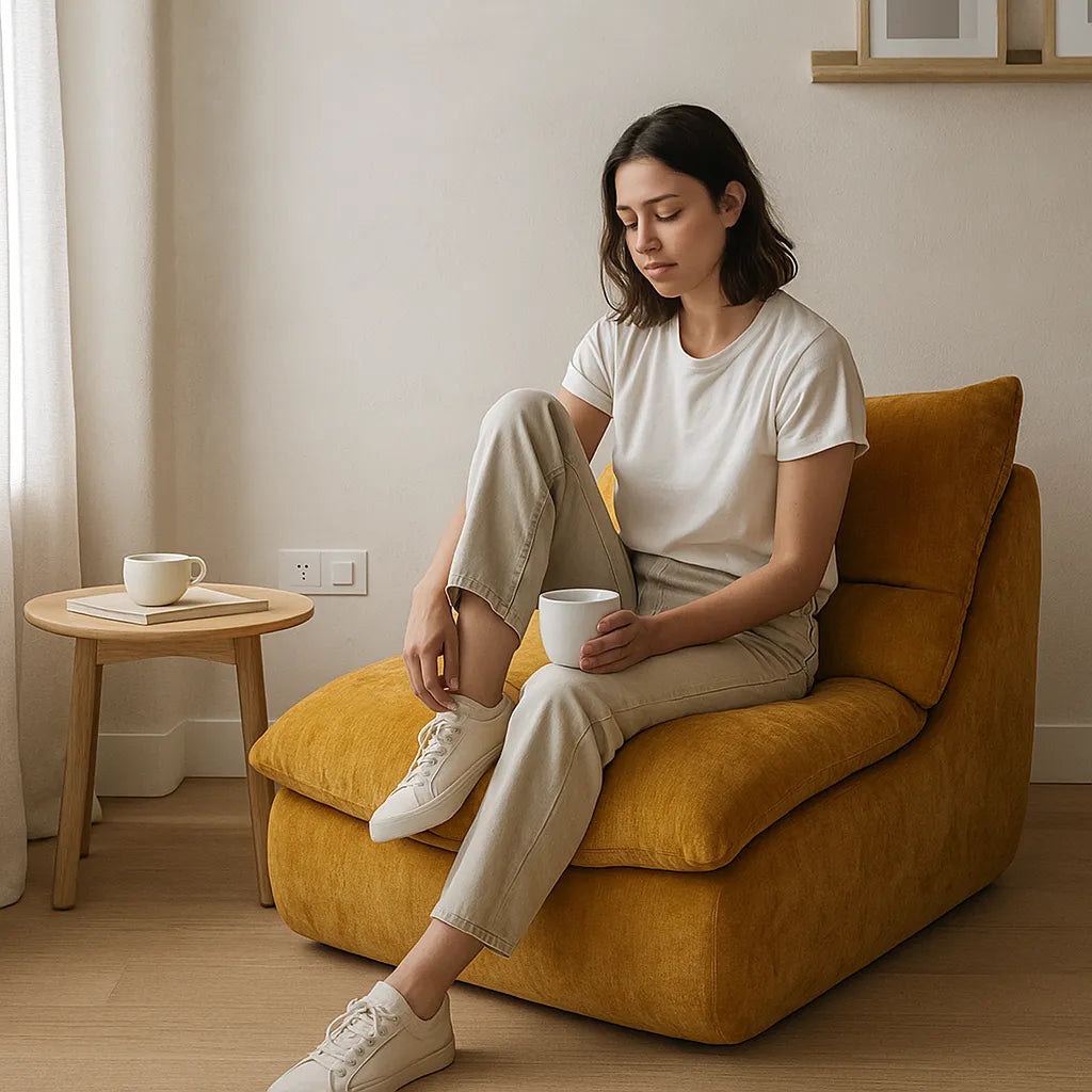 CushLoom Single Floor Sofa – Golden Yellow