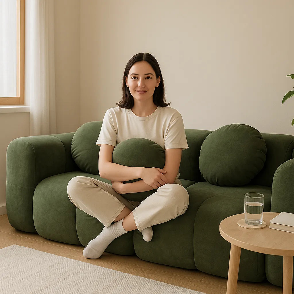 PuffLoom Single Floor Sofa – Olive Green