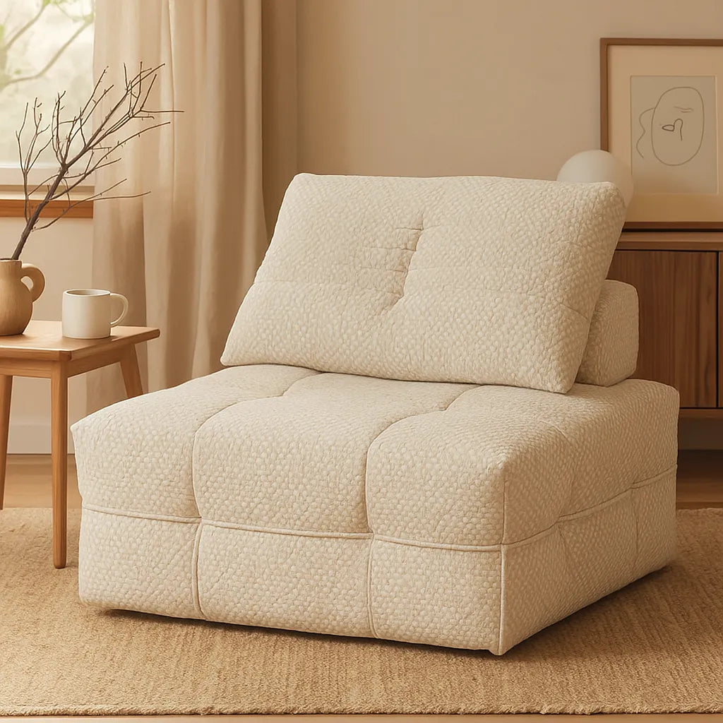 CreamLoom Single Floor Sofa – Cream