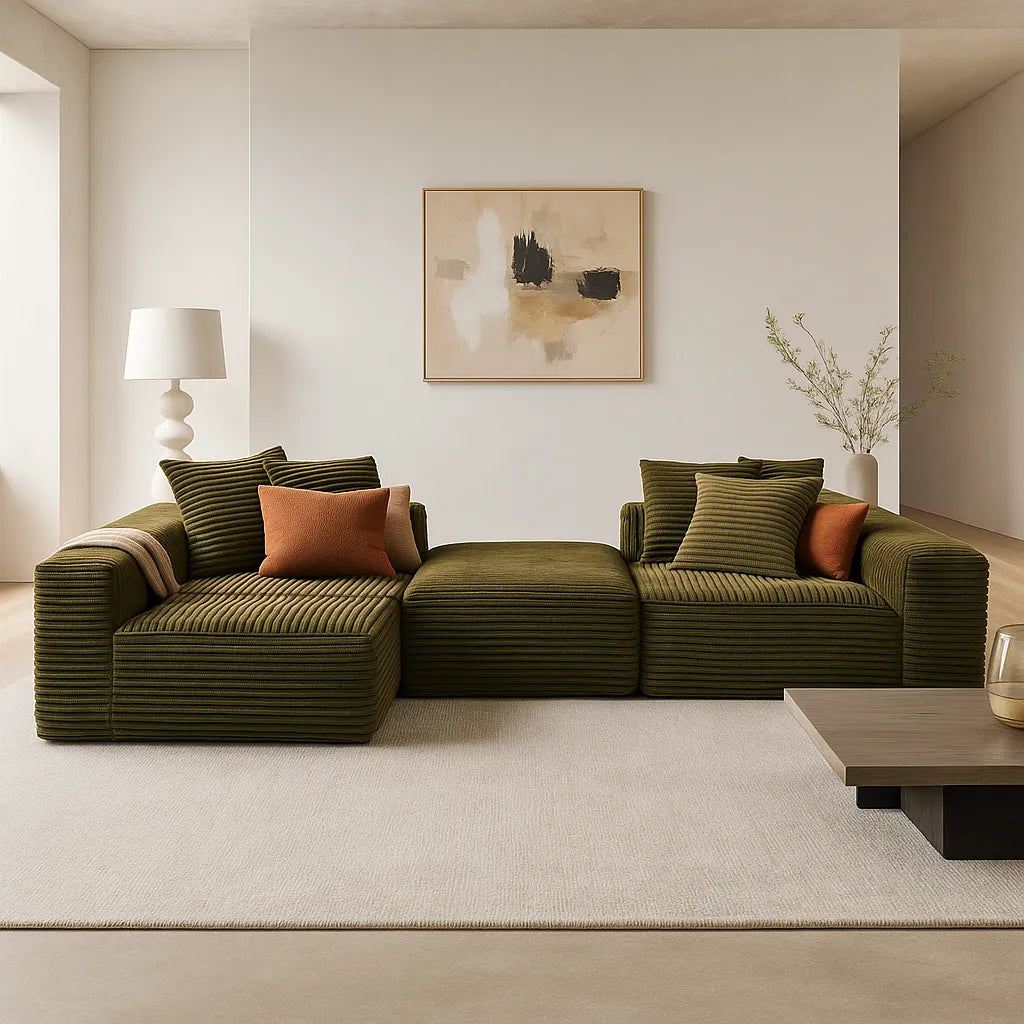 BreadLoom Triple Floor Sofa – Olive