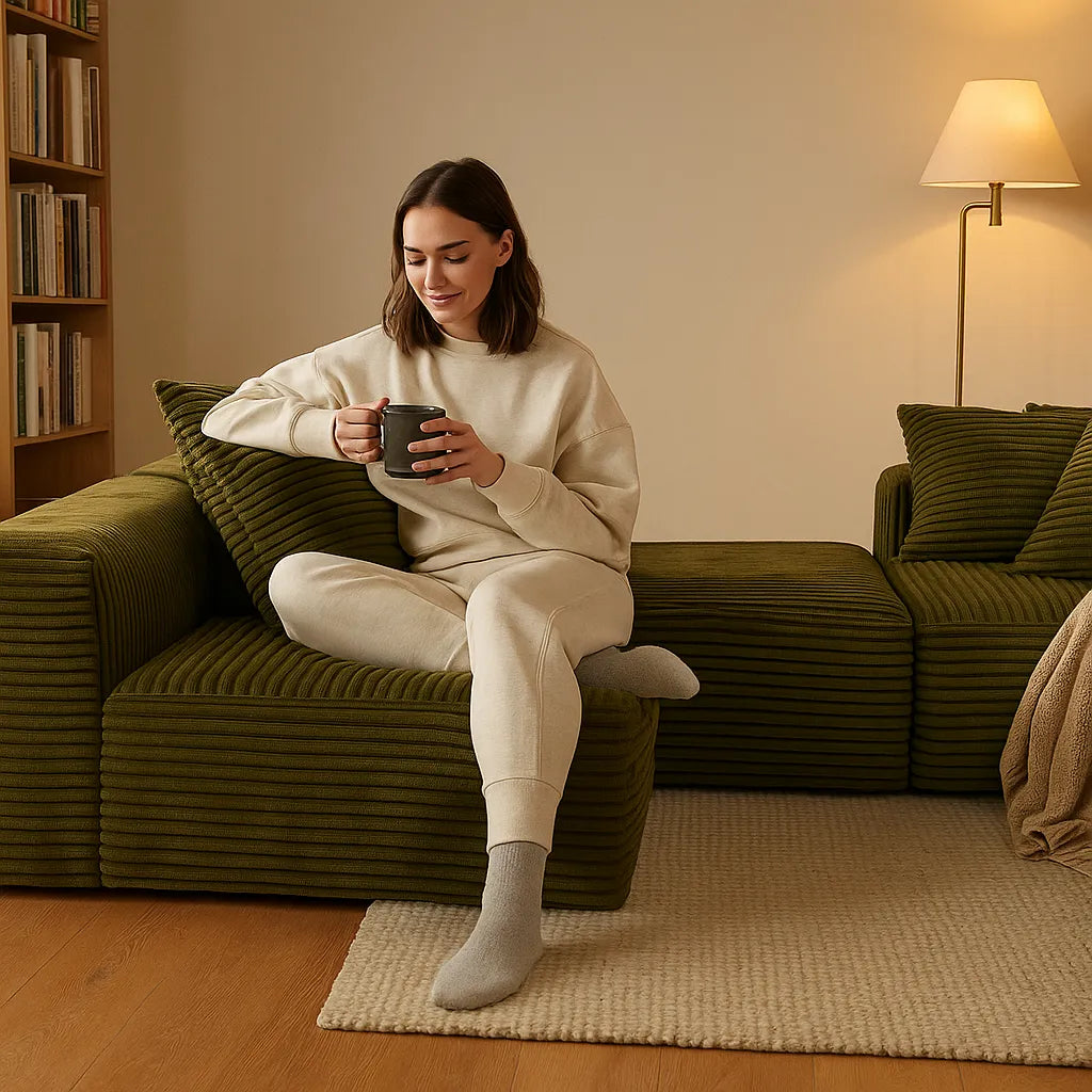 BreadLoom Triple Floor Sofa – Olive