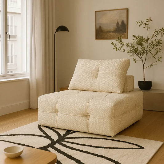 CreamLoom Single Floor Sofa – Cream