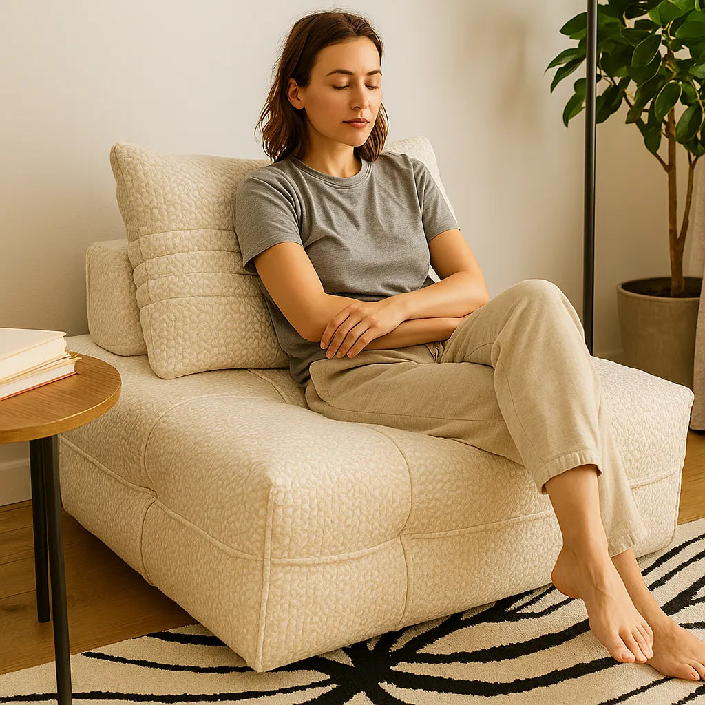 CreamLoom Single Floor Sofa – Cream