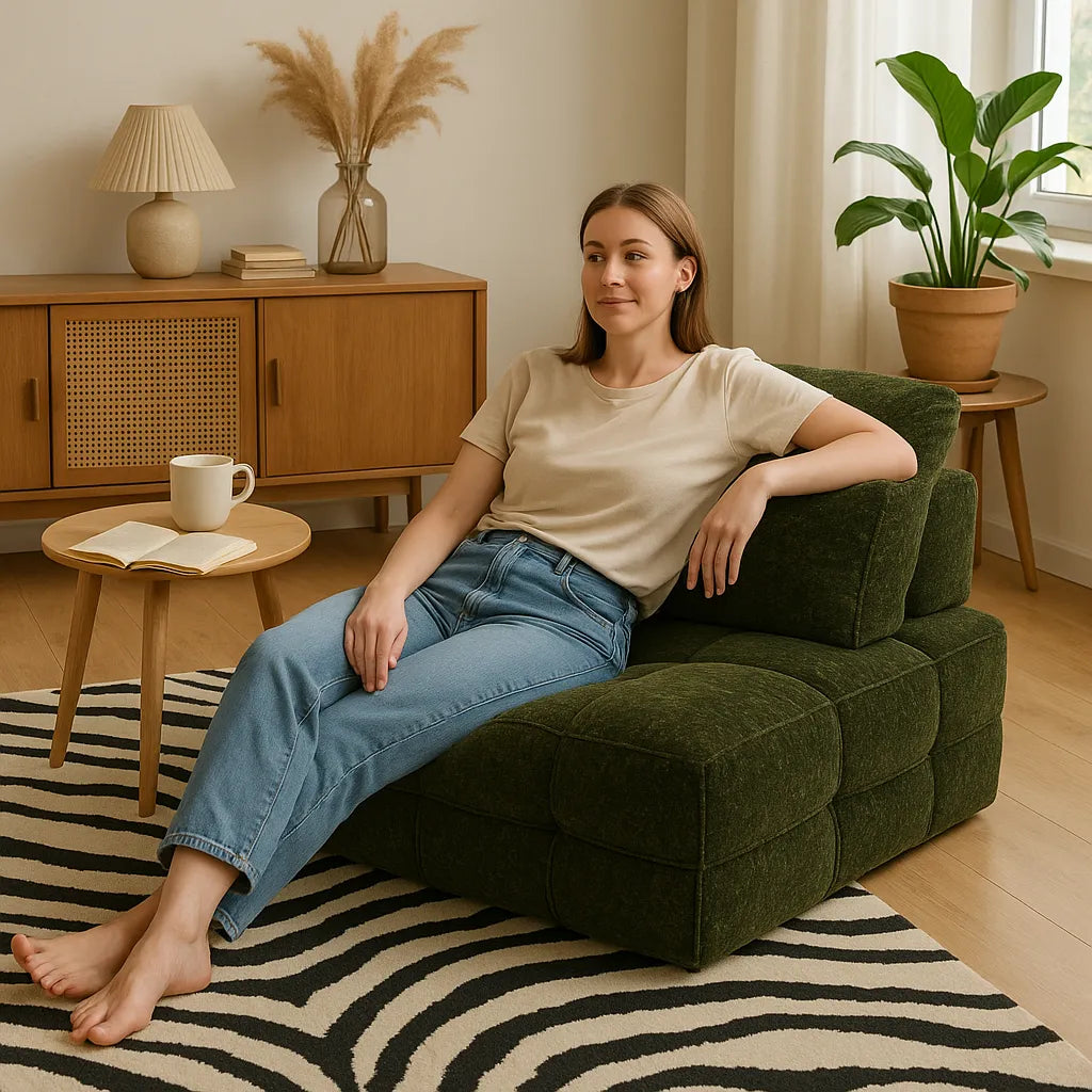 VelvetMoss Single Floor Sofa