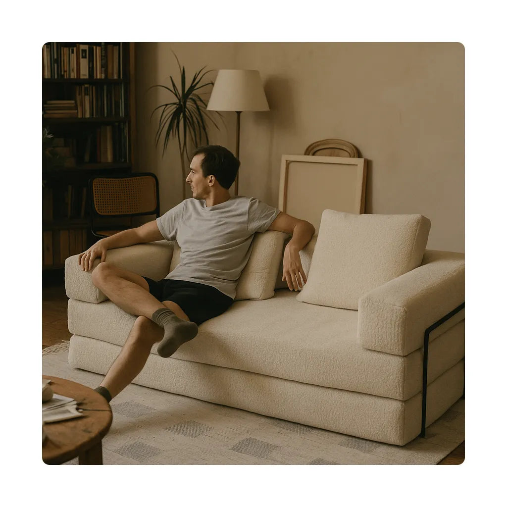 CloudLoom Double Sofa — Minimalist Compression Couch for Modern Living Spaces