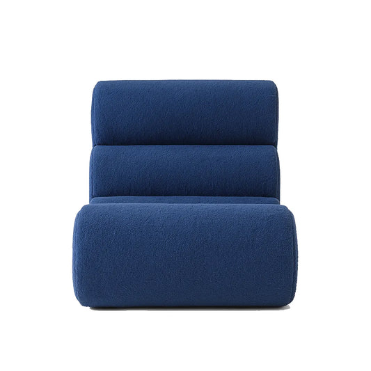BambooLoom Single Floor Sofa – Blue Bouclé Compression Chair for Cozy Corners