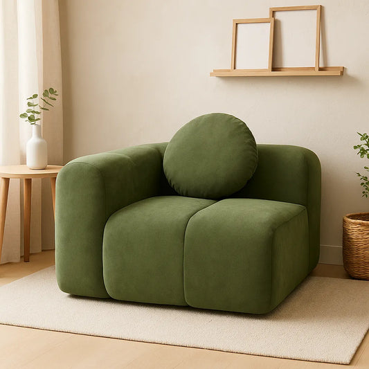 PuffLoom Single Floor Sofa – Olive Green