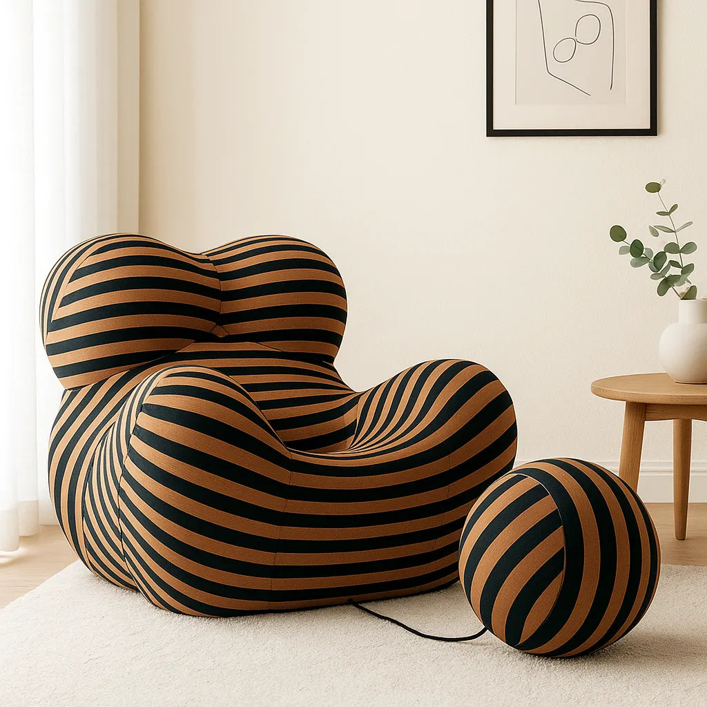 MamaLoom Single Floor Sofa – Mocha Stripes