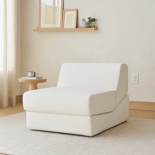 FoldLoom Single Floor Sofa – Cream White