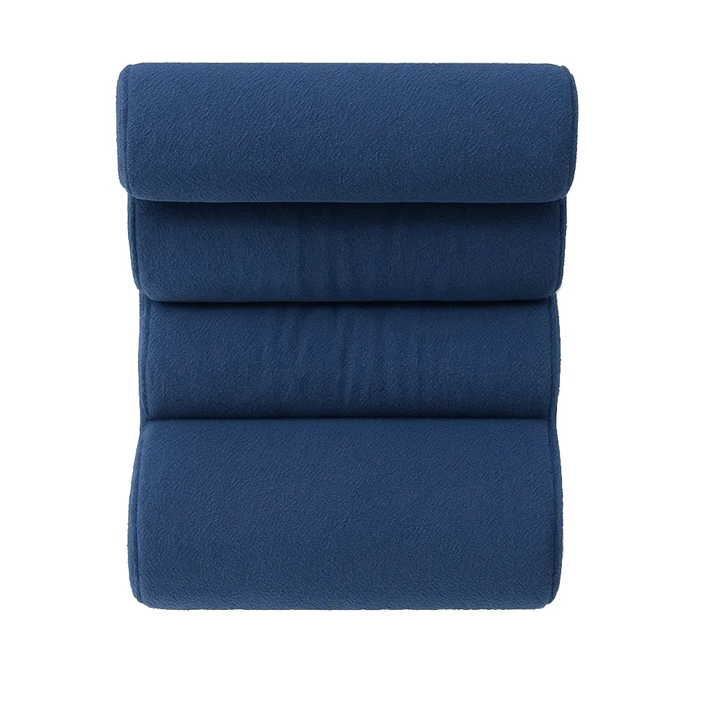 BambooLoom Single Floor Sofa – Blue Bouclé Compression Chair for Cozy Corners