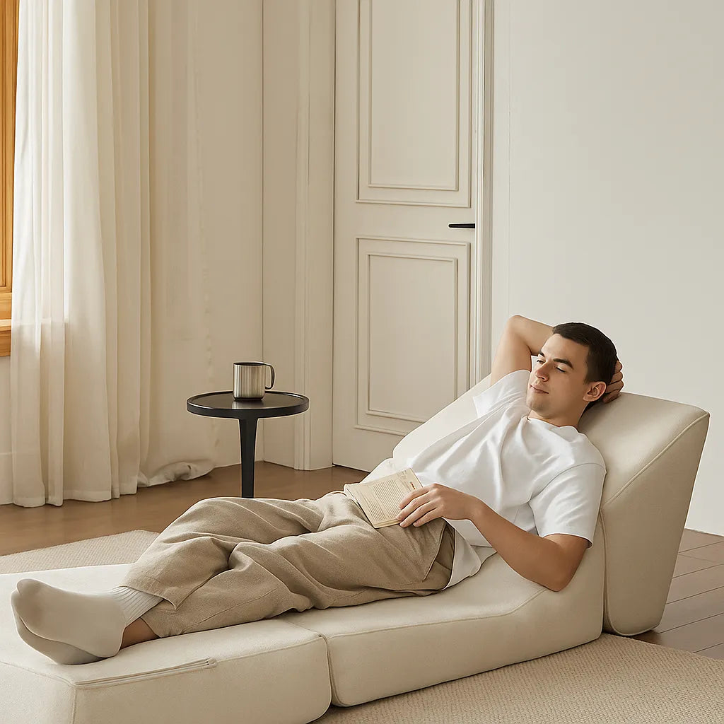 FoldLoom Single Floor Sofa – Cream White