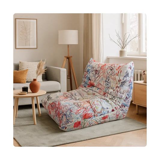 SketchStyle Single Floor Sofa – Compact Folding Lounge Chair for Small Spaces