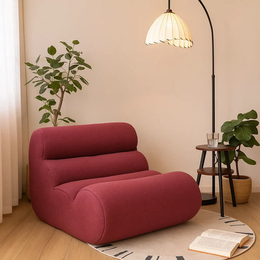 BambooLoom Single Floor Sofa – Boneless Compression Chair in Rose Red