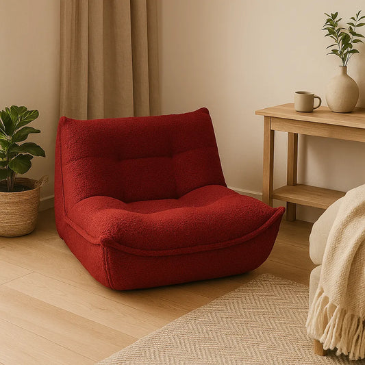 DumplingLoom Single Floor Sofa – Boneless Compression Chair in Bold Red