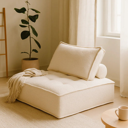 Piedmont Single Floor Sofa – Boneless Compression Chair in Cream White