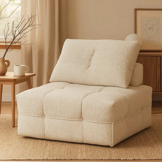 CreamLoom Single Floor Sofa – Cream
