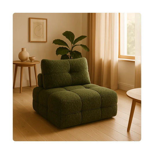 VelvetMoss Single Floor Sofa – Boneless Compression Chair for Cozy Corners