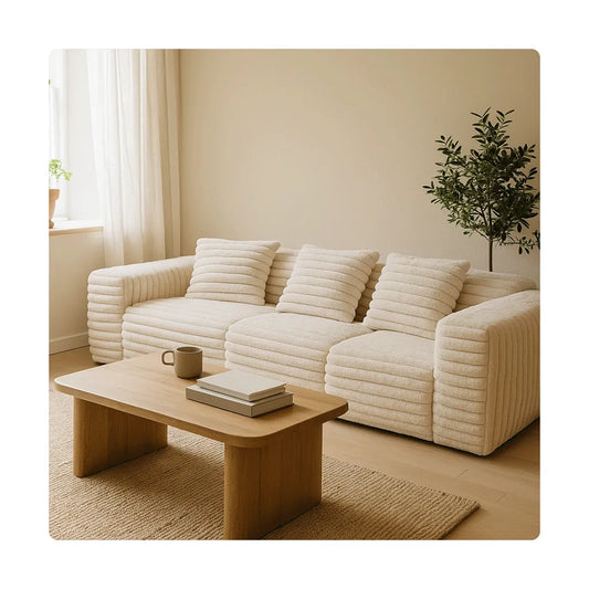 CreamLoom Triple Floor Sofa — Boneless Compression Couch for Minimalist Living
