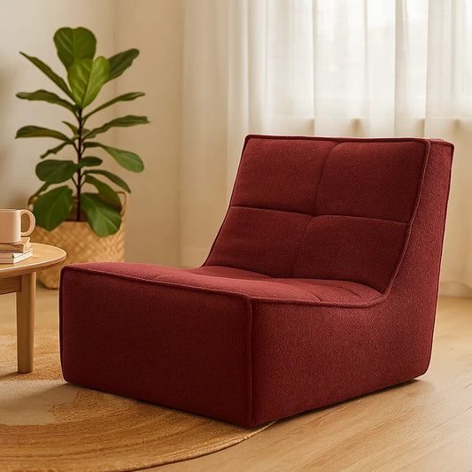 CubeLoom Single Floor Sofa – Boneless Compression Chair in Wine Red
