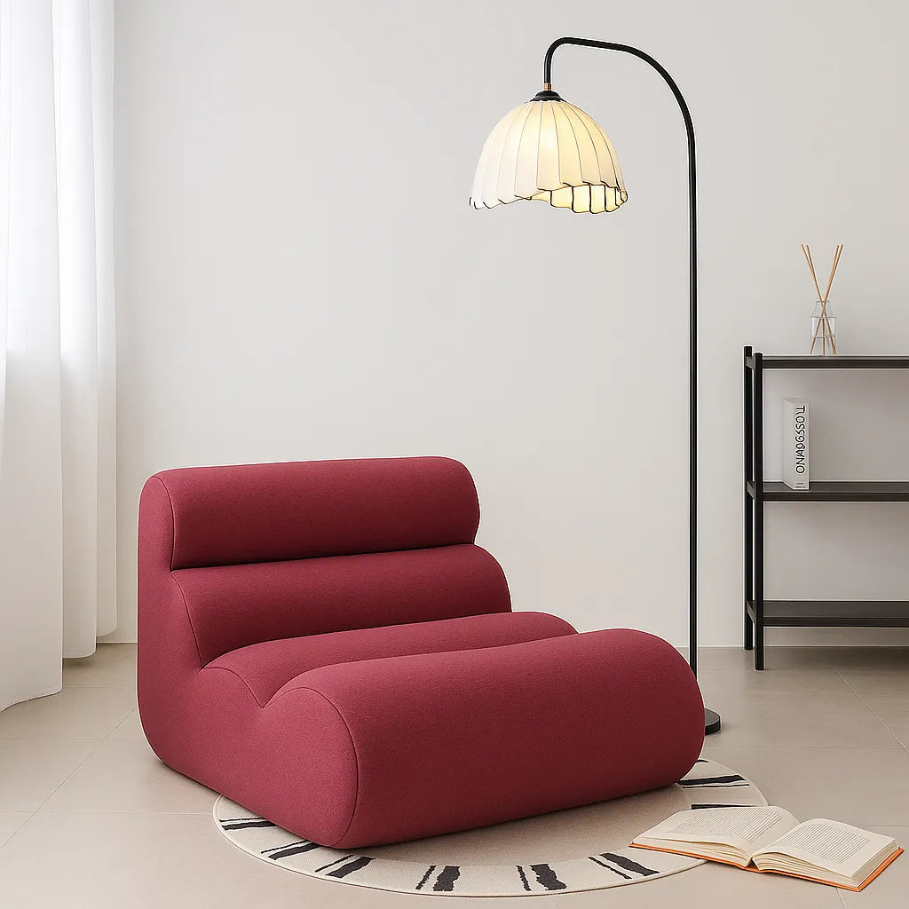 BambooLoom Single Floor Sofa – Boneless Compression Chair in Rose Red